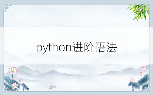 python进阶语法