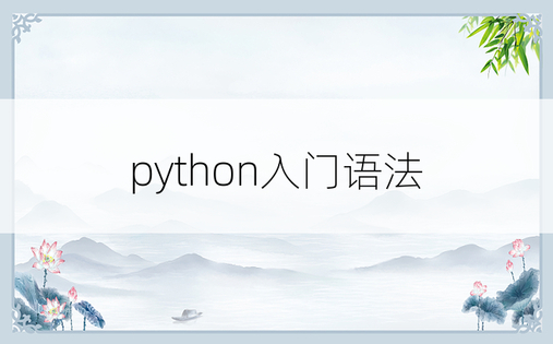 python入门语法