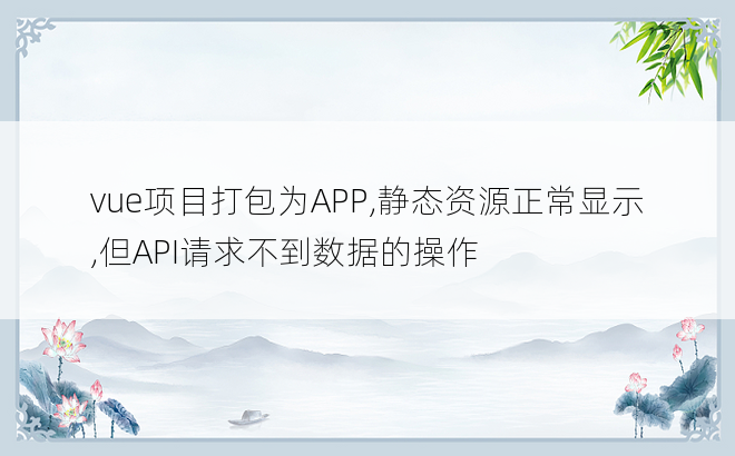 vue项目打包为APP,静态资源正常显示,但API请求不到数据的操作