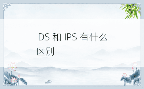 IDS 和 IPS 有什么区别