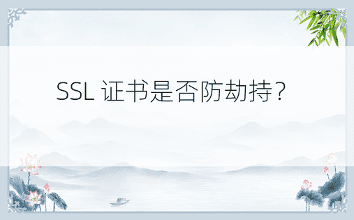SSL 证书是否防劫持？ 