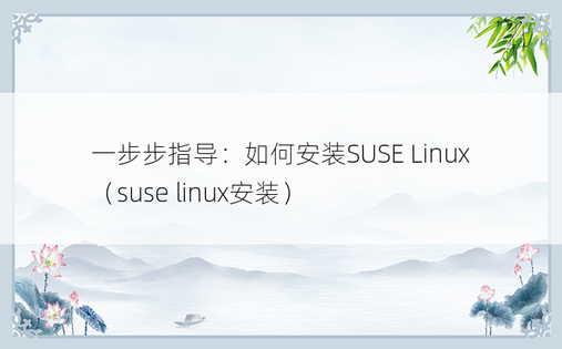 一步步指导：如何安装SUSE Linux（suse linux安装）