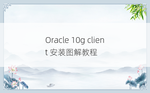 Oracle 10g client 安装图解教程