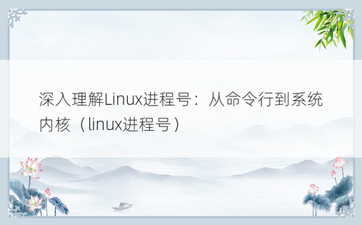深入理解Linux进程号：从命令行到系统内核（linux进程号）