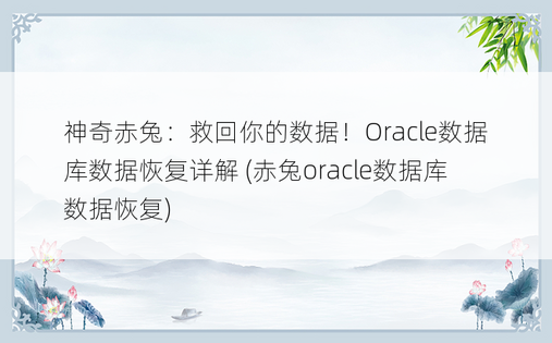 神奇赤兔：救回你的数据！Oracle数据库数据恢复详解 (赤兔oracle数据库数据恢复)