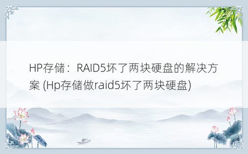 HP存储：RAID5坏了两块硬盘的解决方案 (Hp存储做raid5坏了两块硬盘)
