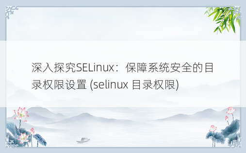深入探究SELinux：保障系统安全的目录权限设置 (selinux 目录权限)