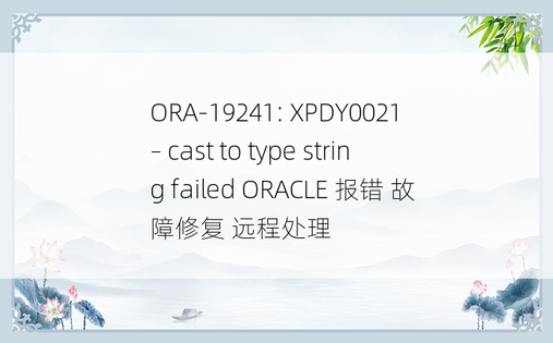 ORA-19241: XPDY0021 – cast to type string failed ORACLE 报错 故障修复 远程处理