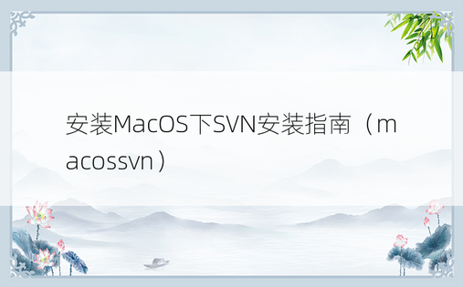 安装MacOS下SVN安装指南（macossvn）