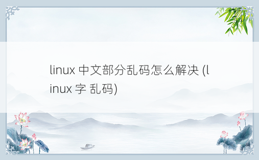 linux 中文部分乱码怎么解决 (linux 字 乱码)