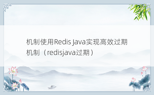 机制使用Redis Java实现高效过期机制（redisjava过期）