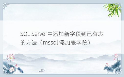 SQL Server中添加新字段到已有表的方法（mssql 添加表字段）
