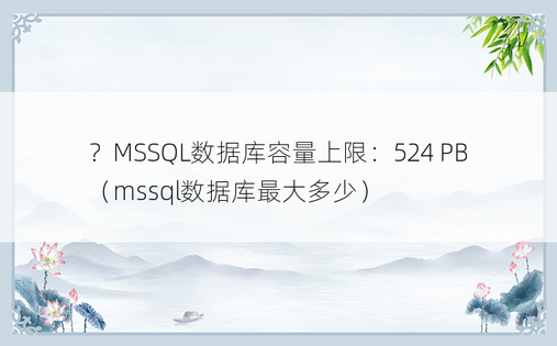 ？MSSQL数据库容量上限：524 PB（mssql数据库最大多少）
