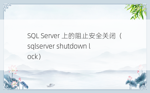 SQL Server 上的阻止安全关闭（sqlserver shutdown lock） 