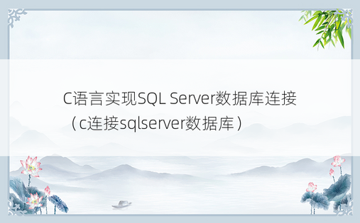 C语言实现SQL Server数据库连接（c连接sqlserver数据库）
