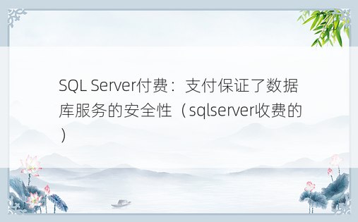 SQL Server付费：支付保证了数据库服务的安全性（sqlserver收费的）