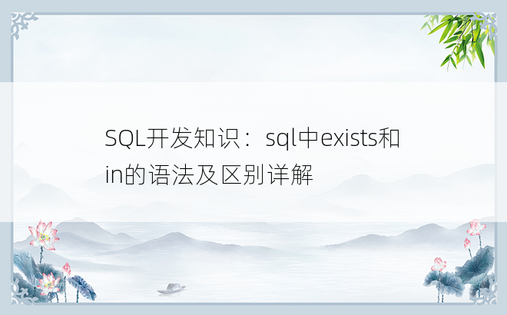 SQL开发知识：sql中exists和in的语法及区别详解