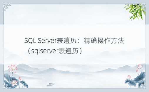 SQL Server表遍历：精确操作方法（sqlserver表遍历） 