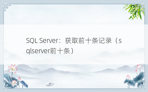 SQL Server：获取前十条记录（sqlserver前十条）