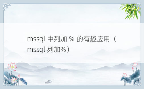 mssql 中列加 % 的有趣应用（mssql 列加%）