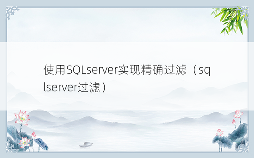 使用SQLserver实现精确过滤（sqlserver过滤）