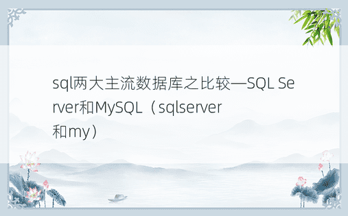 sql两大主流数据库之比较—SQL Server和MySQL（sqlserver和my）