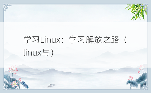 学习Linux：学习解放之路（linux与）