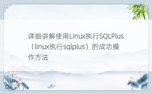 详细讲解使用Linux执行SQLPlus（linux执行sqlplus）的成功操作方法