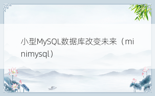 小型MySQL数据库改变未来（minimysql）