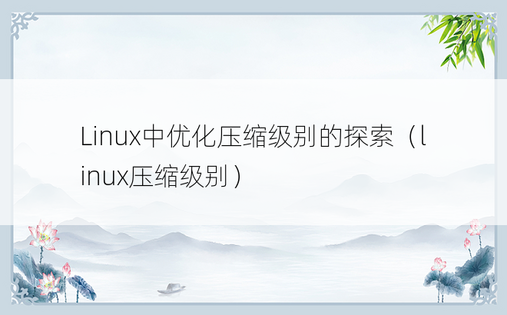 Linux中优化压缩级别的探索（linux压缩级别）