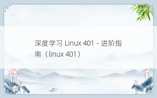 深度学习 Linux 401 - 进阶指南（linux 401）