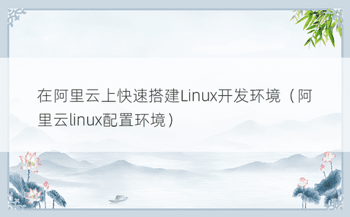 在阿里云上快速搭建Linux开发环境（阿里云linux配置环境）