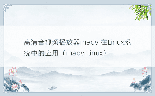 高清音视频播放器madvr在Linux系统中的应用（madvr linux）