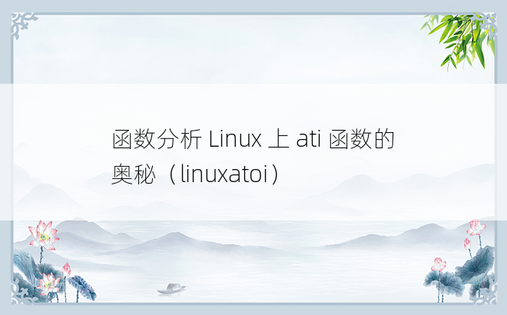 函数分析 Linux 上 ati 函数的奥秘（linuxatoi） 