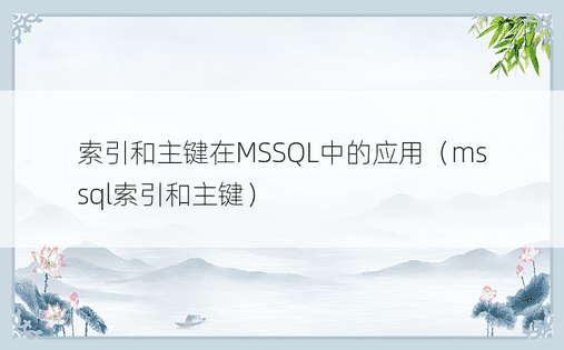 索引和主键在MSSQL中的应用（mssql索引和主键） 