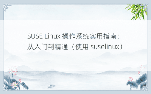 SUSE Linux 操作系统实用指南：从入门到精通（使用 suselinux） 