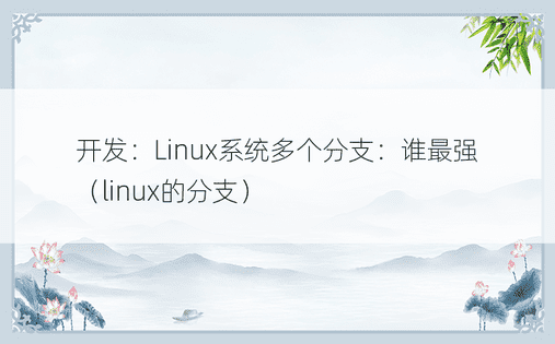开发：Linux系统多个分支：谁最强（linux的分支）