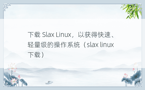 下载 Slax Linux，以获得快速、轻量级的操作系统（slax linux 下载）