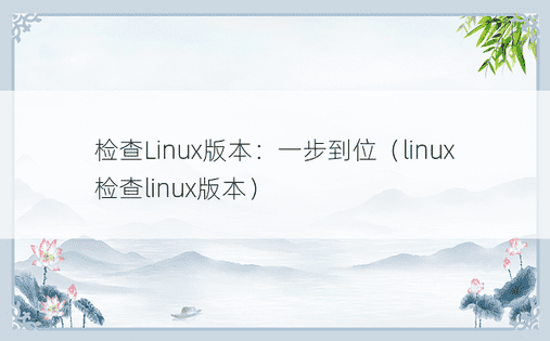 检查Linux版本：一步到位（linux检查linux版本） 