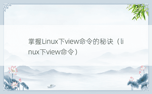 掌握Linux下view命令的秘诀（linux下view命令） 