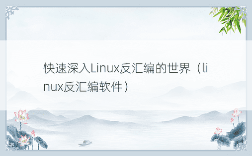 快速深入Linux反汇编的世界（linux反汇编软件） 