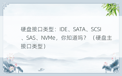 硬盘接口类型：IDE、SATA、SCSI、SAS、NVMe，你知道吗？ （硬盘主接口类型） 