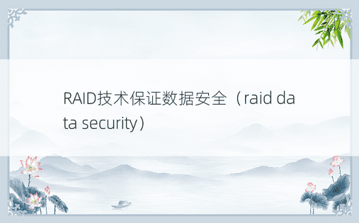 RAID技术保证数据安全（raid data security）
