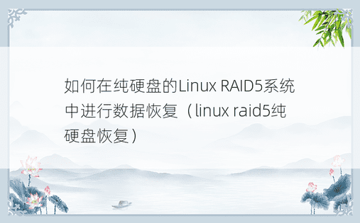 如何在纯硬盘的Linux RAID5系统中进行数据恢复（linux raid5纯硬盘恢复）