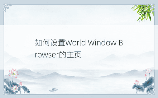 如何设置World Window Browser的主页