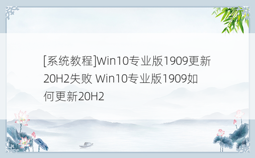 [系统教程]Win10专业版1909更新20H2失败 Win10专业版1909如何更新20H2