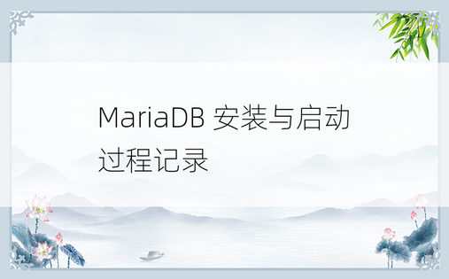 MariaDB 安装与启动 过程记录