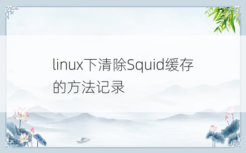 linux下清除Squid缓存的方法记录