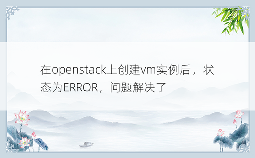 在openstack上创建vm实例后，状态为ERROR，问题解决了