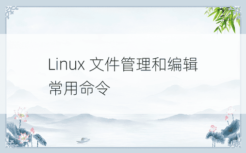 Linux 文件管理和编辑常用命令